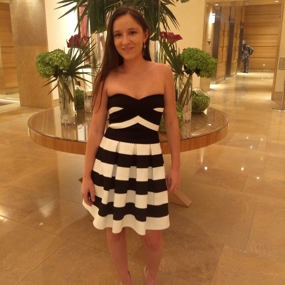 Black and White strapless cocktail dress
